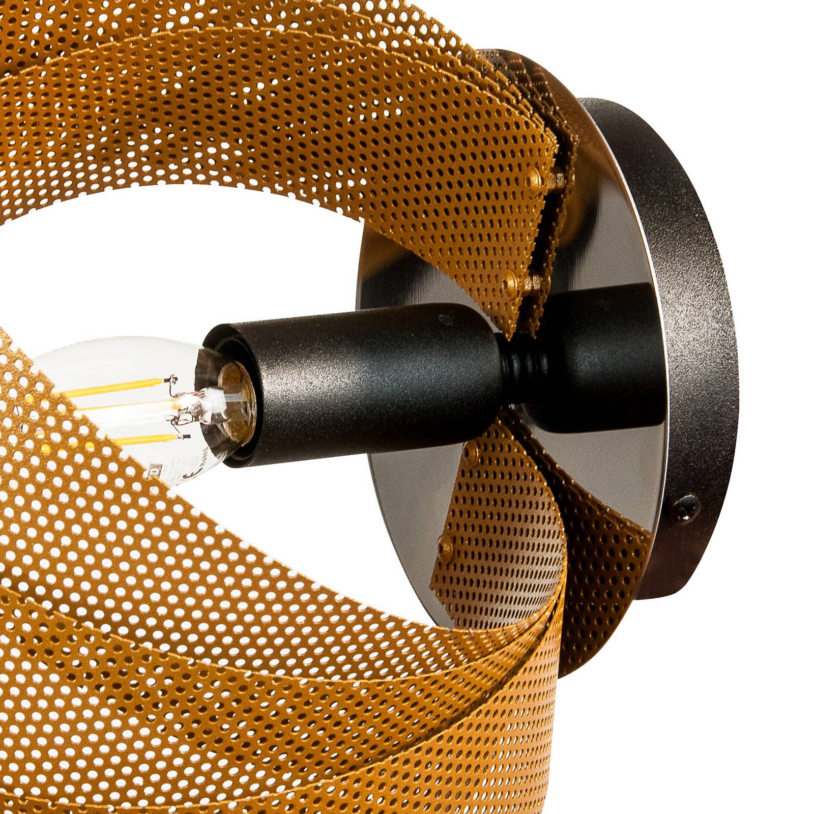 Wandleuchte Vento, schwarz/gold, Metall, 27 cm, E14 günstig online kaufen