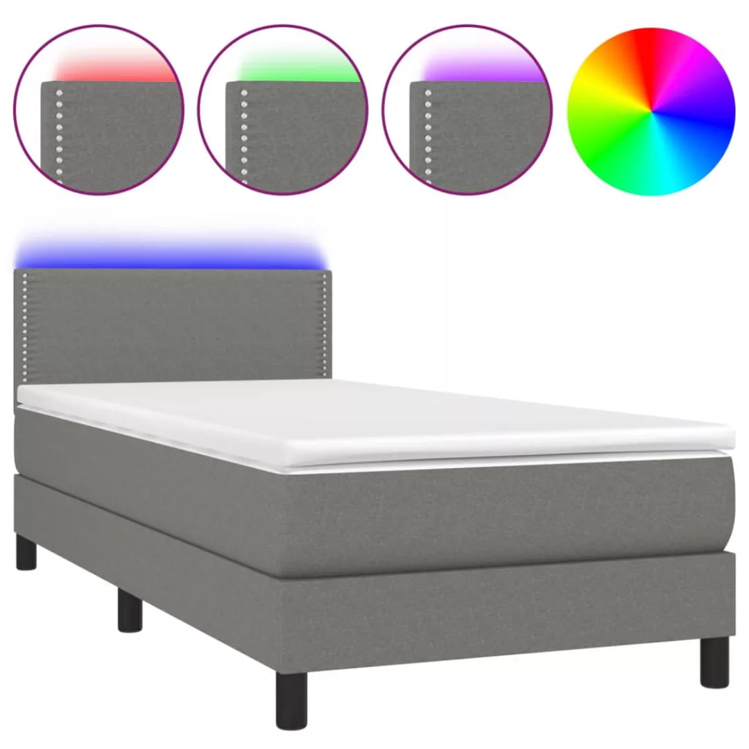 Vidaxl Boxspringbett Mit Matratze & Led Dunkelgrau 100x200 Cm Stoff günstig online kaufen