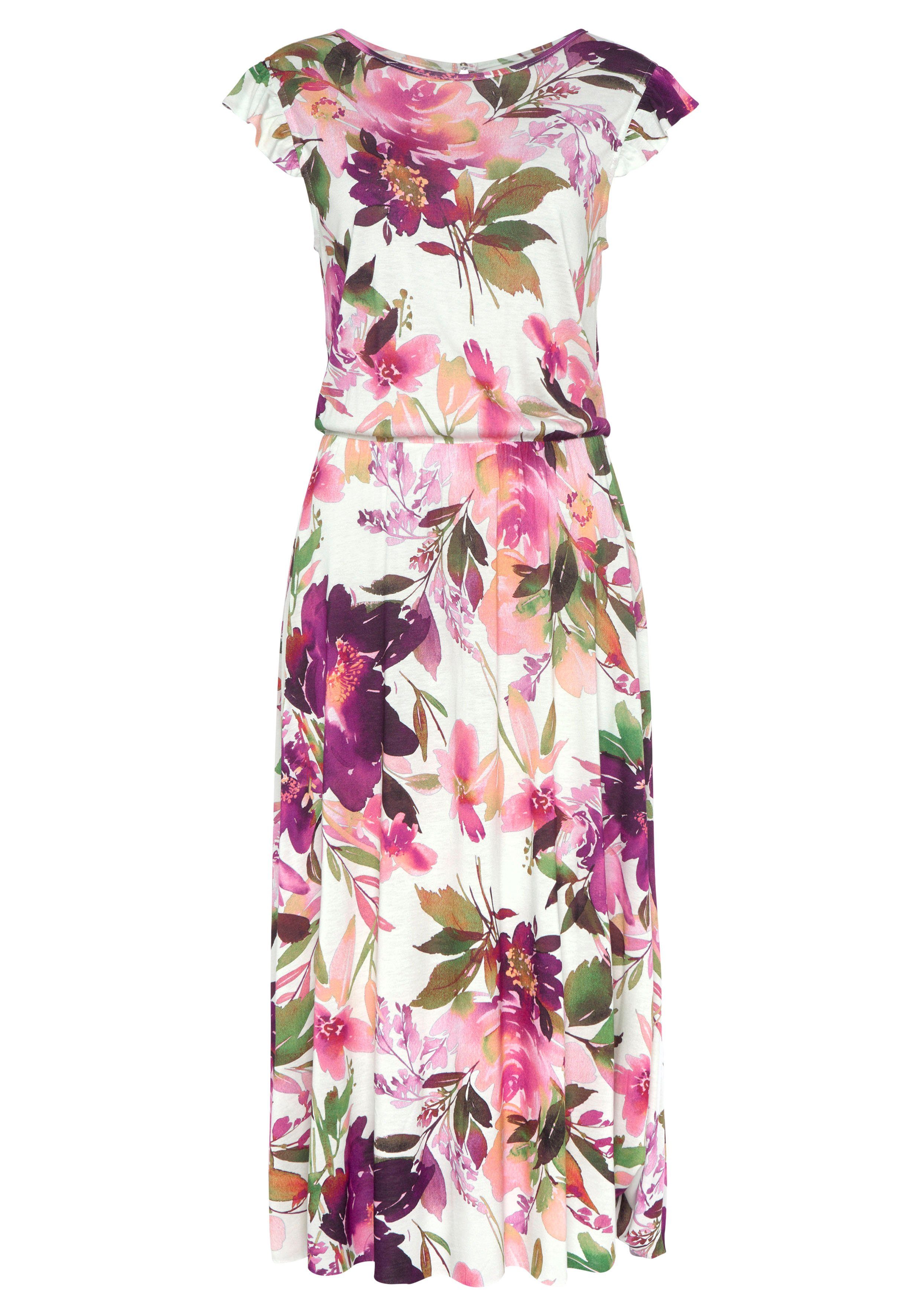 Beachtime Midikleid, mit Blumendruck und Gummizug, Sommerkleid, Strandkleid günstig online kaufen