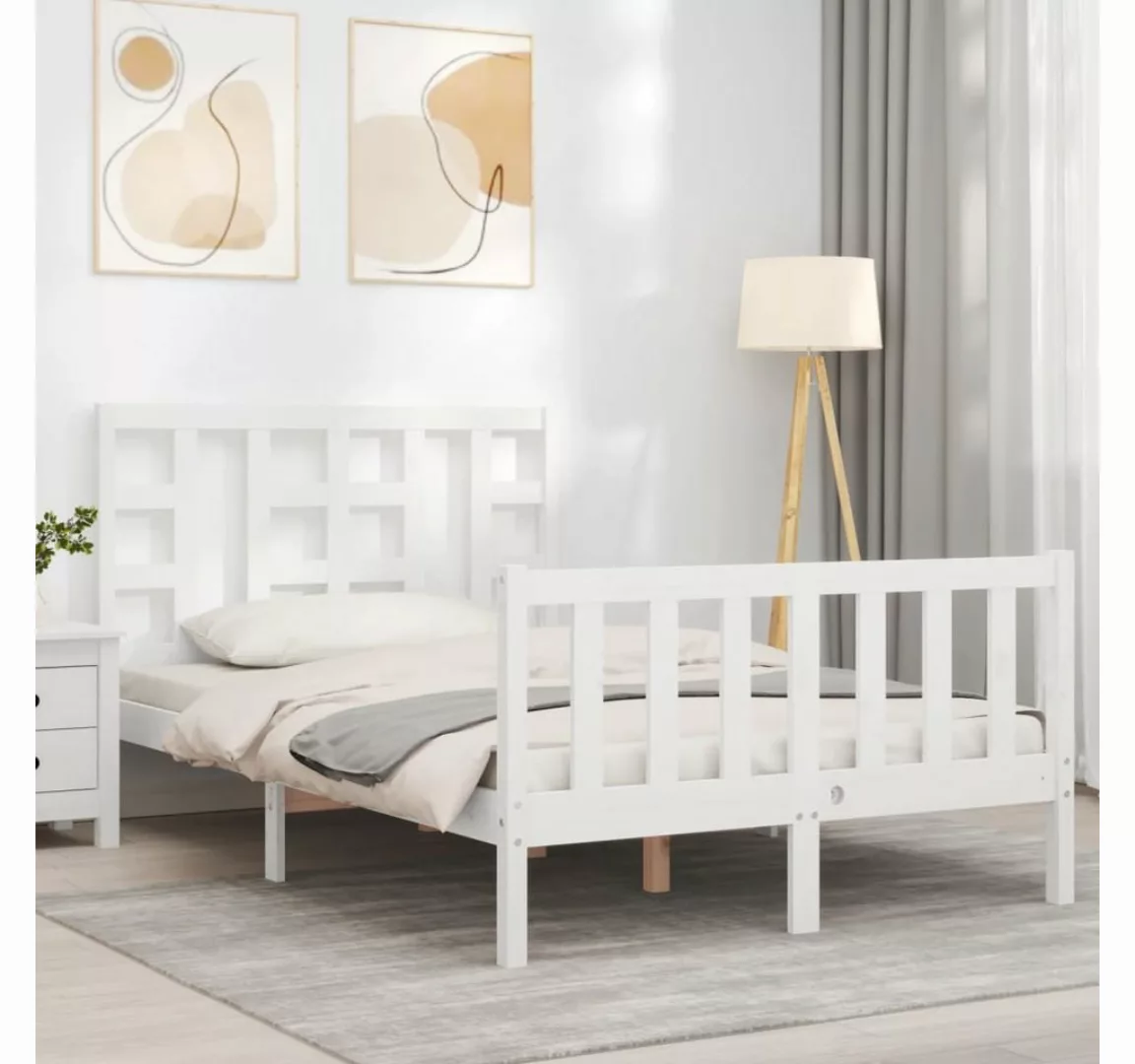 vidaXL Bett Massivholzbett ohne Matratze Weiß 120x200 cm Kiefernholz günstig online kaufen