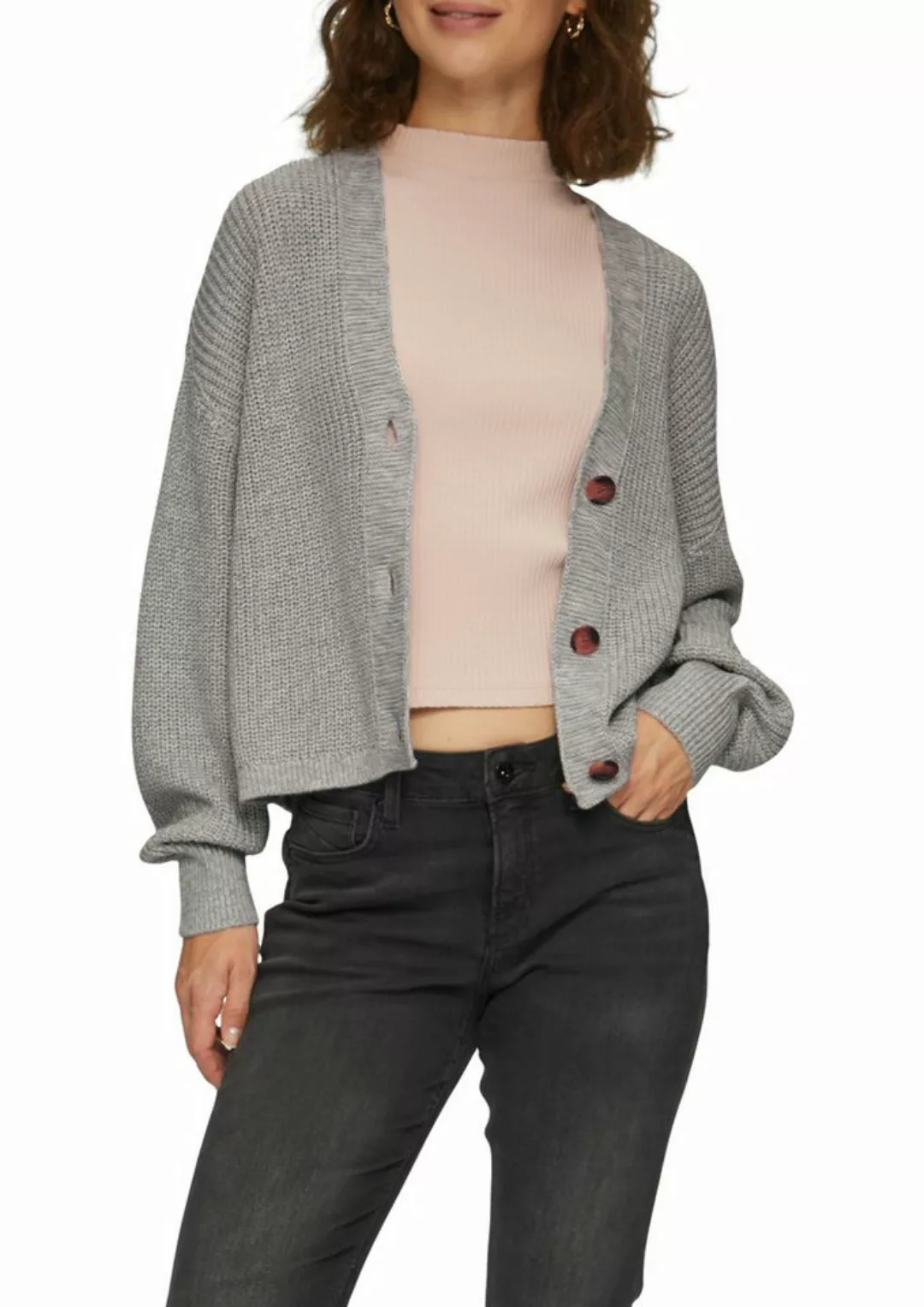 QS Strickjacke mit Rippbündchen günstig online kaufen