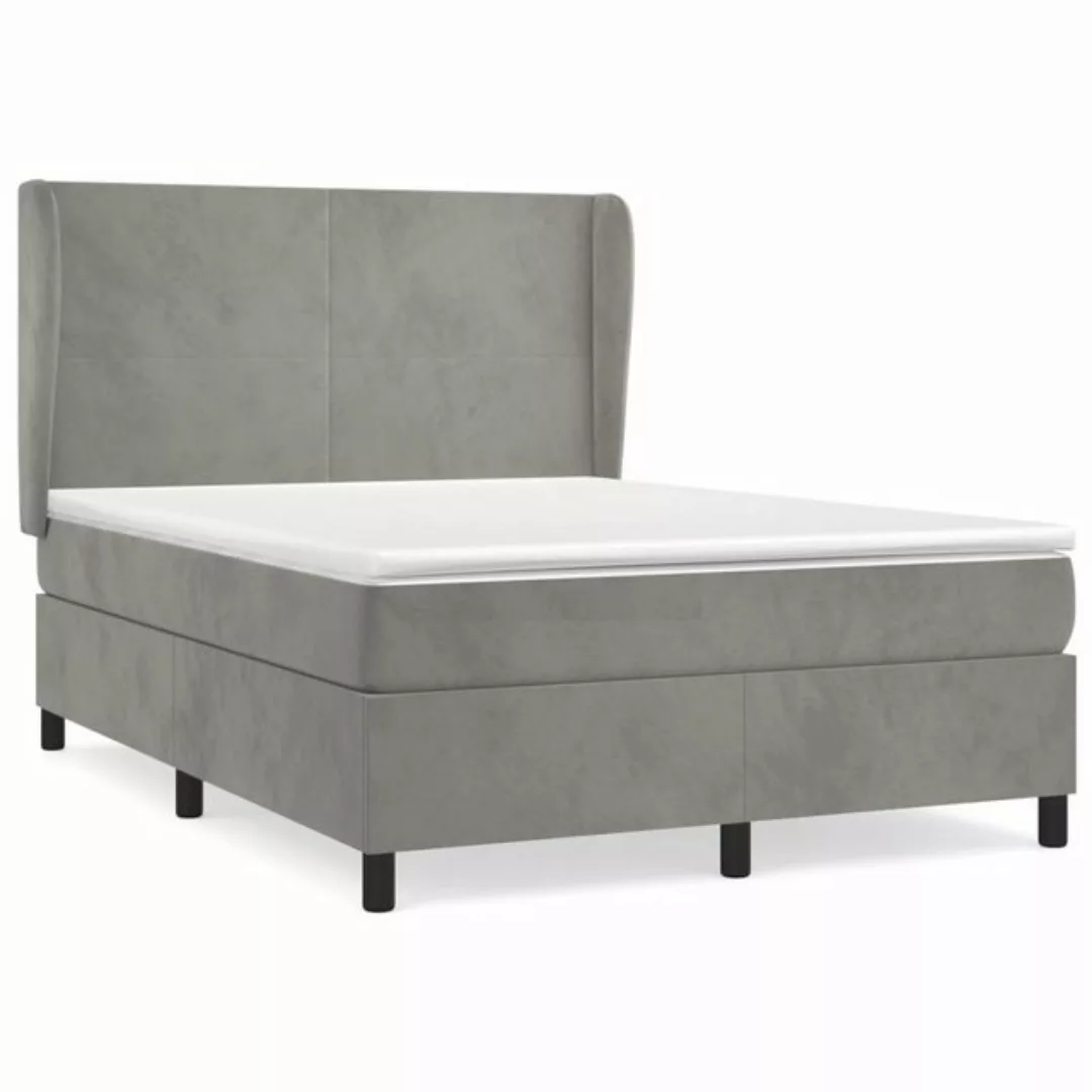 furnicato Bett Boxspringbett mit Matratze Hellgrau 140x200 cm Samt günstig online kaufen