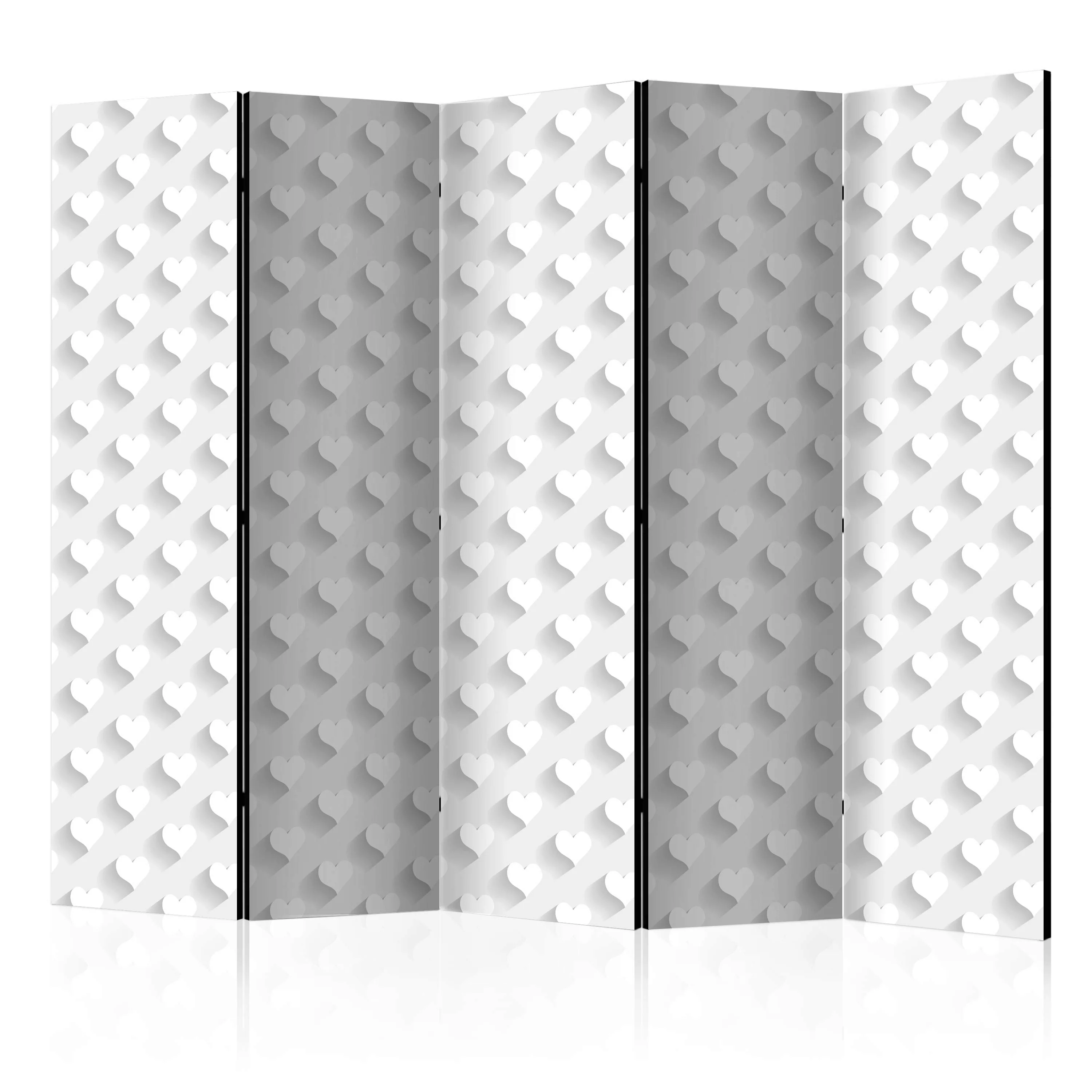 5-teiliges Paravent - Grey Hearts Ii [room Dividers] günstig online kaufen