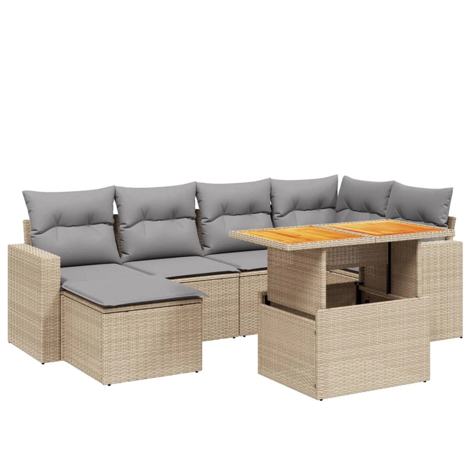 vidaXL 7-tlg Garten-Sofagarnitur mit Kissen Beige Poly Rattan Modell 417 günstig online kaufen