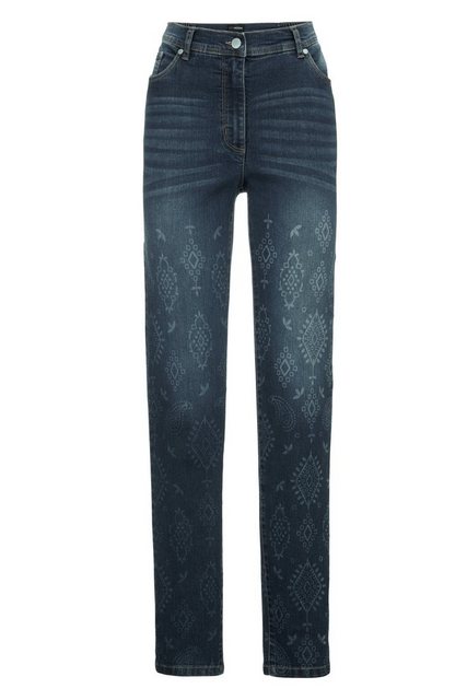 MIAMODA Regular-fit-Jeans Jeans Slim Fit Alloverdruck 5-Pocket günstig online kaufen