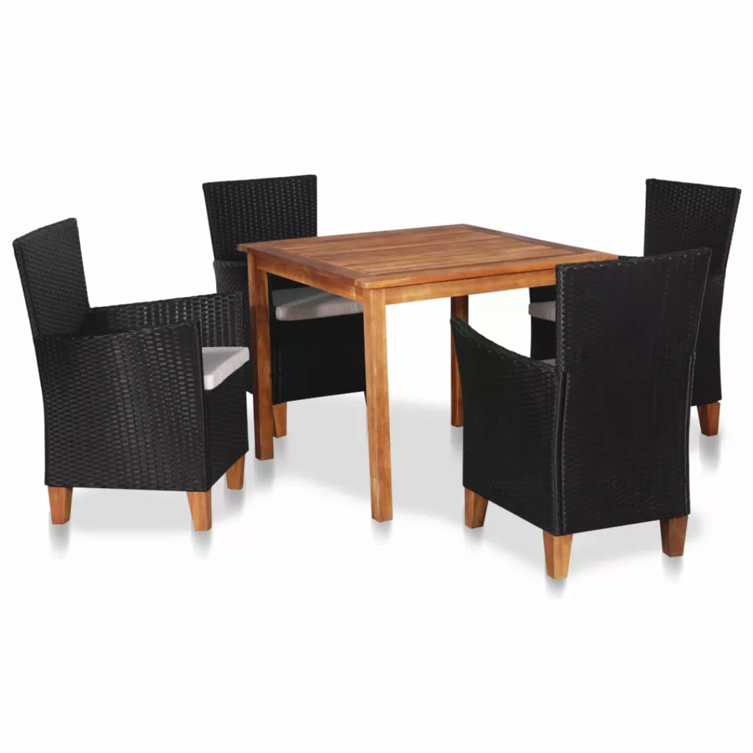 5-tlg. Garten-essgruppe Poly Rattan Schwarz Und Braun günstig online kaufen