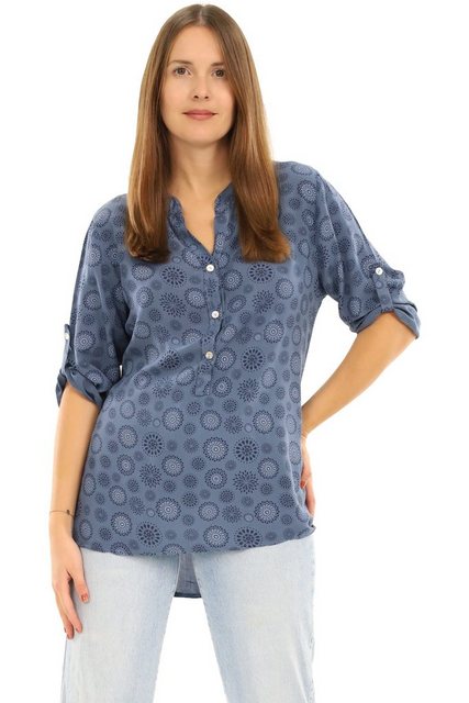 malito more than fashion Schlupfbluse 6703 Bluse mit Kreis Blumen Print 3/4 günstig online kaufen