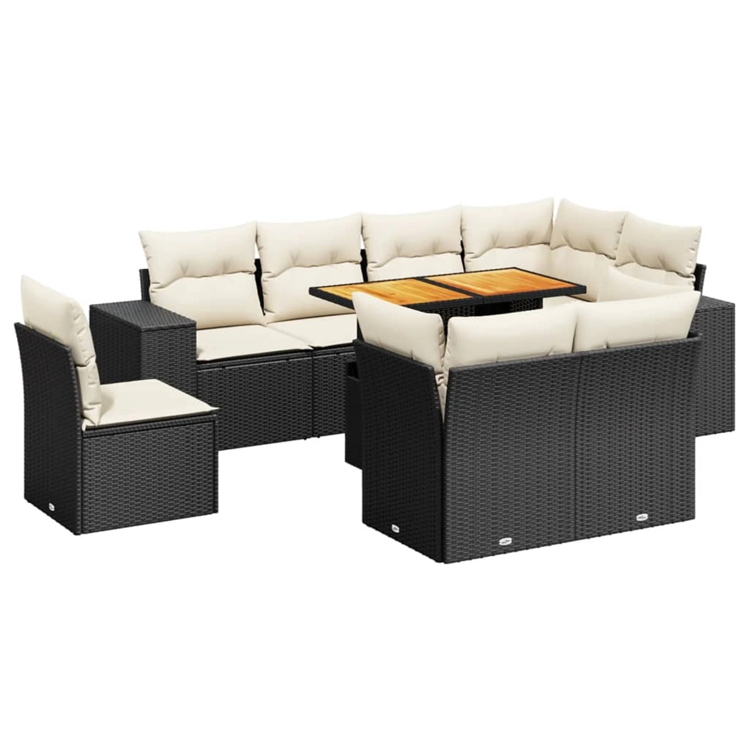 vidaXL 9-Tlg Garten-Sofagarnitur mit Kissen Schwarz Poly Rattan 3272729 günstig online kaufen
