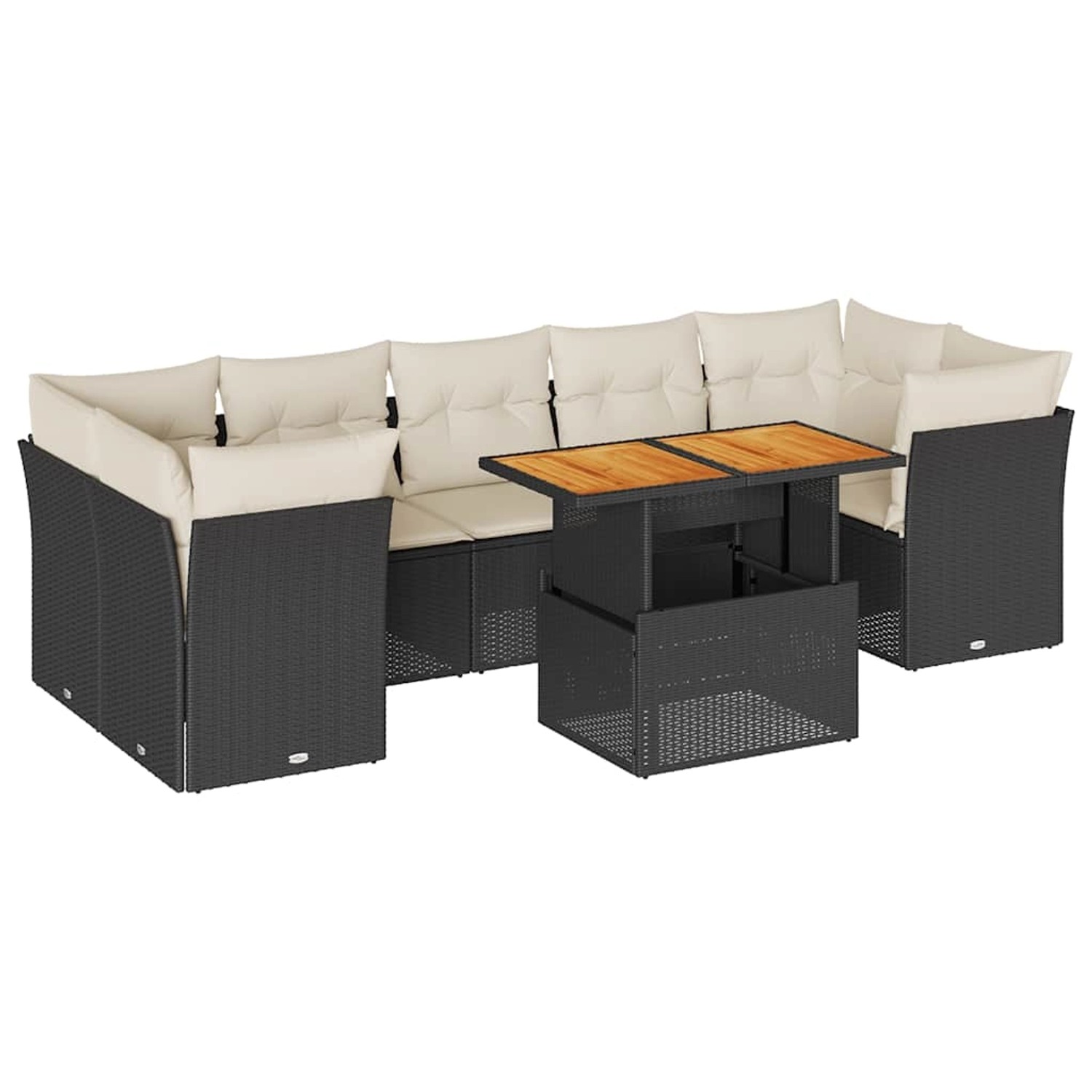 vidaXL 8-Tlg Garten-Sofagarnitur mit Kissen Schwarz Poly Rattan 3326898 günstig online kaufen