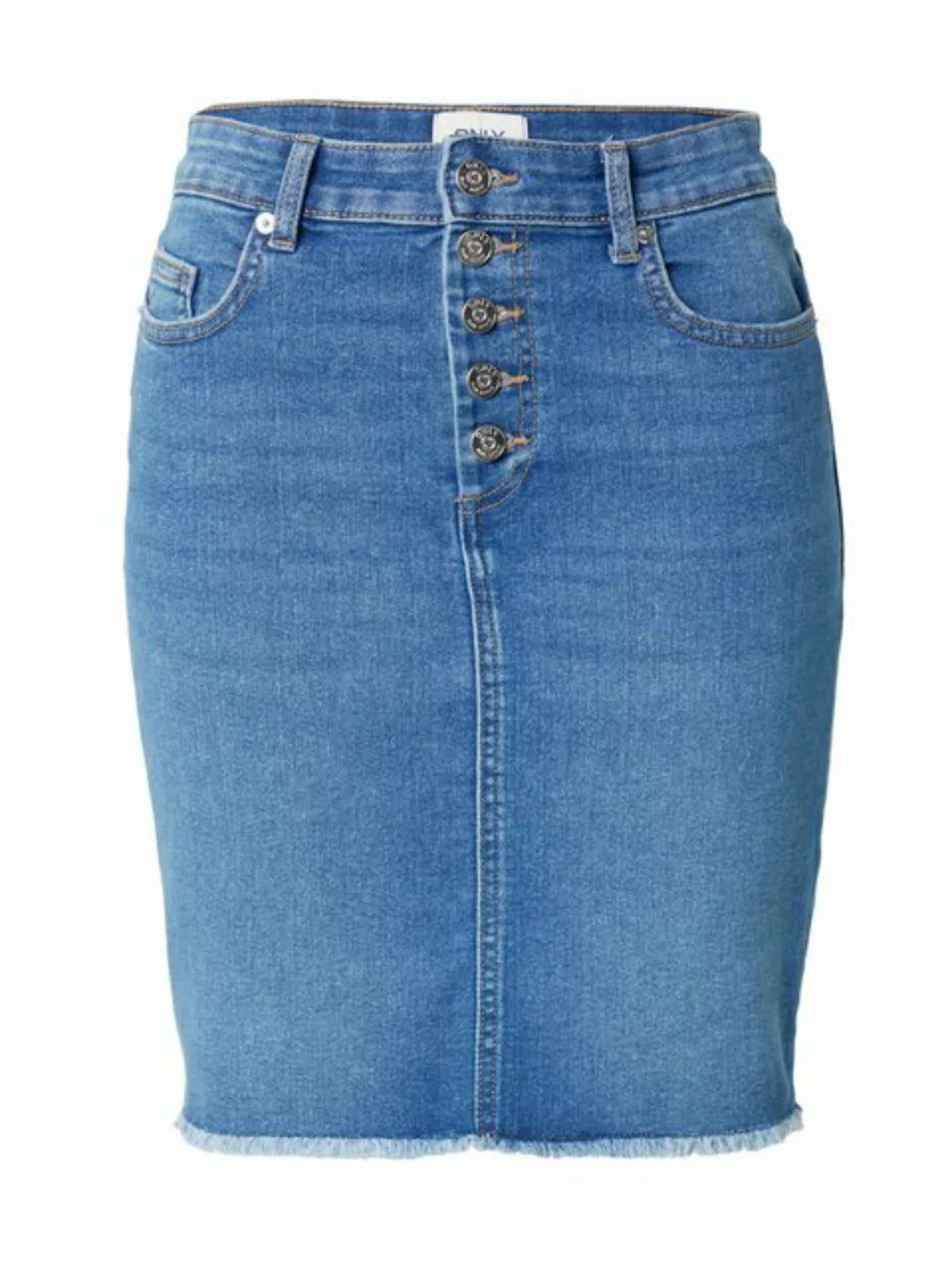 ONLY Jeansrock ONLHUSH MID WAIST VIS BUT RW SKIRT DNM mit ausgefranstem Sau günstig online kaufen