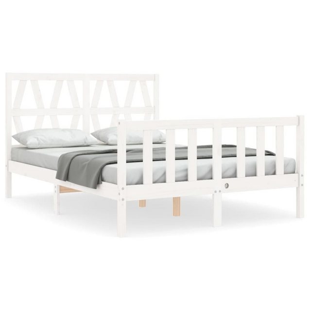 vidaXL Bett Massivholzbett ohne Matratze Weiß 140x190 cm Kiefernholz günstig online kaufen