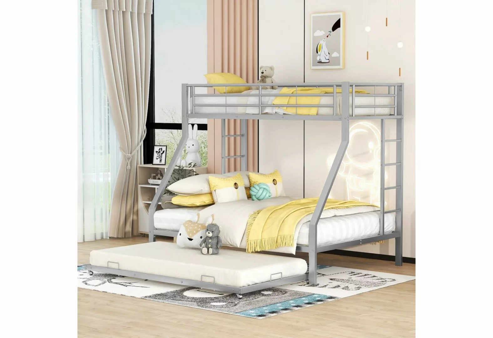 Celya Metallbett Metallbett mit ausziehbarem Bett,mit Leiter auf beiden Sei günstig online kaufen