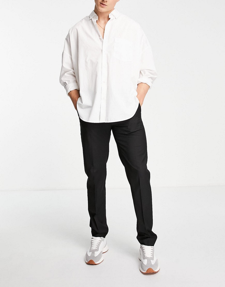 ASOS DESIGN – Elegante, schmal geschnittene Hose in Schwarz günstig online kaufen