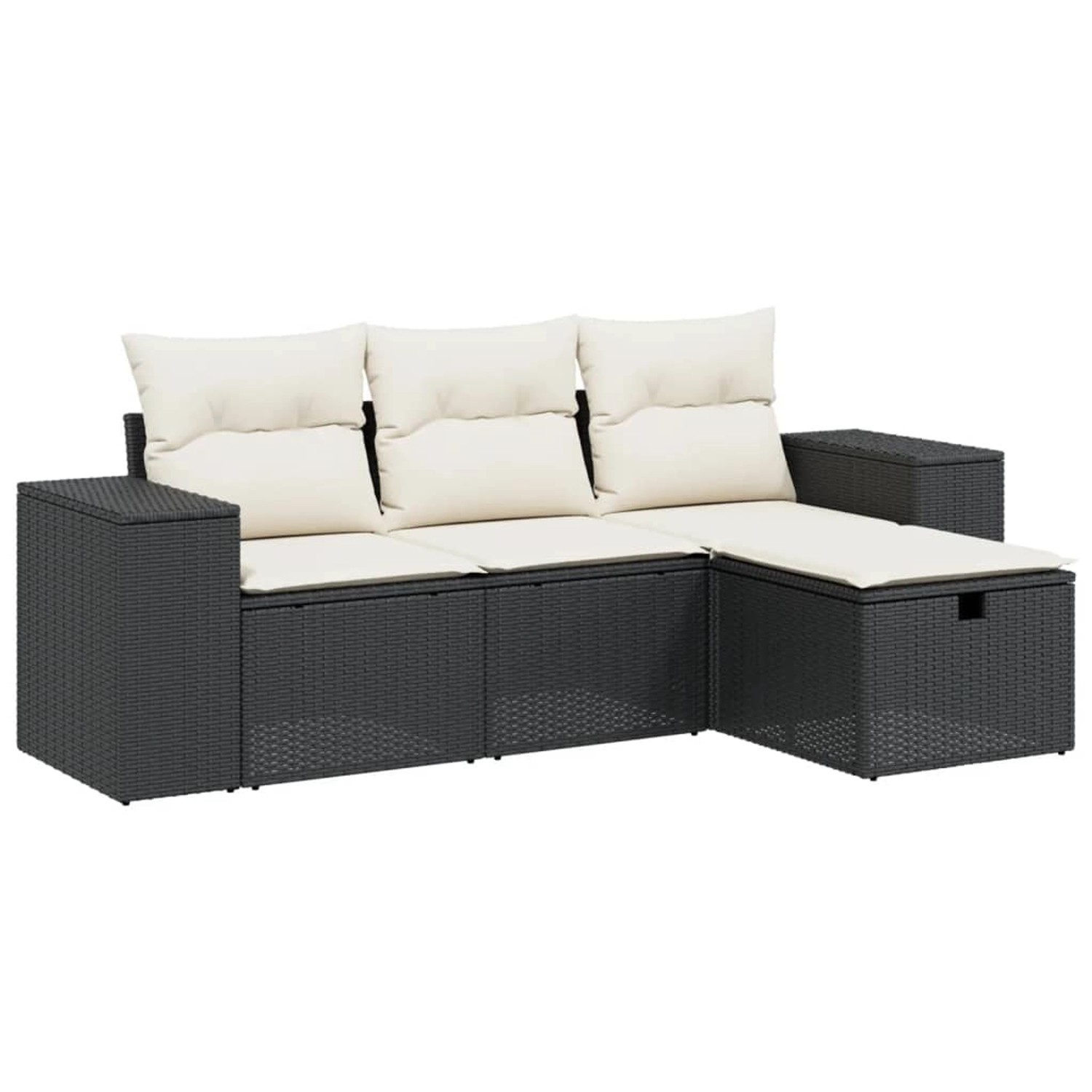 vidaXL 4-tlg Garten-Sofagarnitur mit Kissen Schwarz Poly Rattan Modell 42 günstig online kaufen