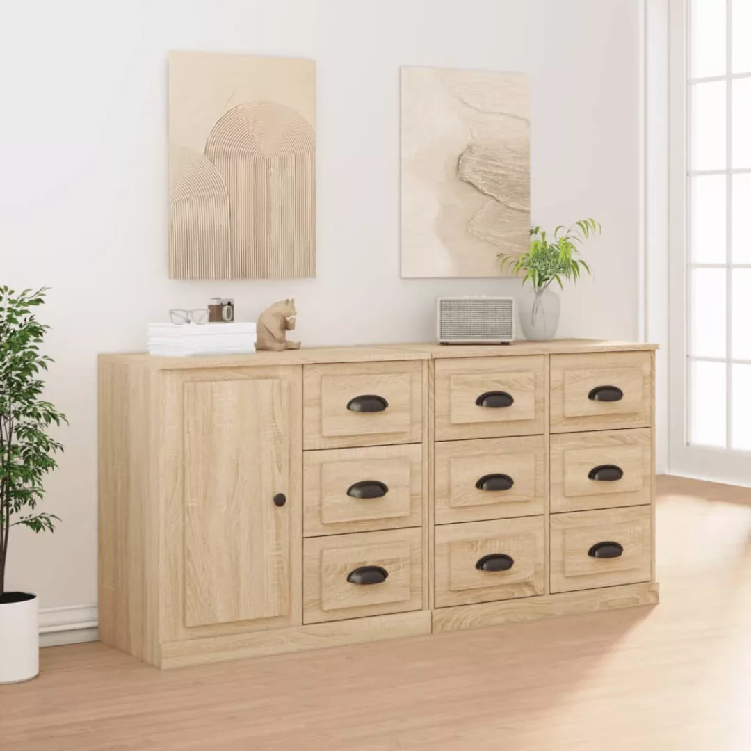 Vidaxl Sideboards 3 Stk. Sonoma-eiche Holzwerkstoff günstig online kaufen