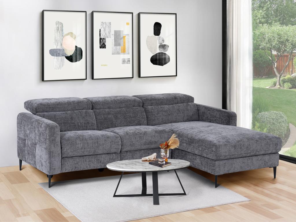 Eckrelaxsofa elektrisch - Ecke rechts - Stoff - Anthrazitgrau - FUSETA günstig online kaufen