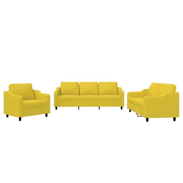 vidaXL Sofa Sofagarnitur Set mit Kissen Stoff, 3-tlg., Gelb günstig online kaufen