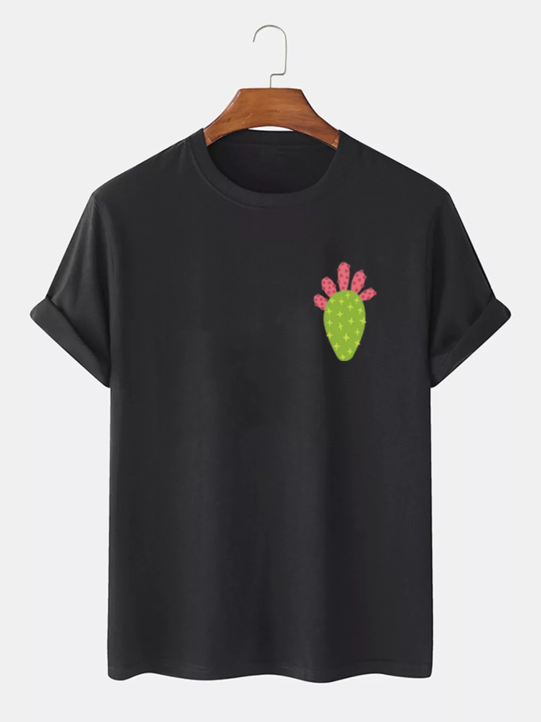 Herren 100% Baumwolle Kaktus gedruckt Rundhals lässig Kurzarm T-Shirts günstig online kaufen