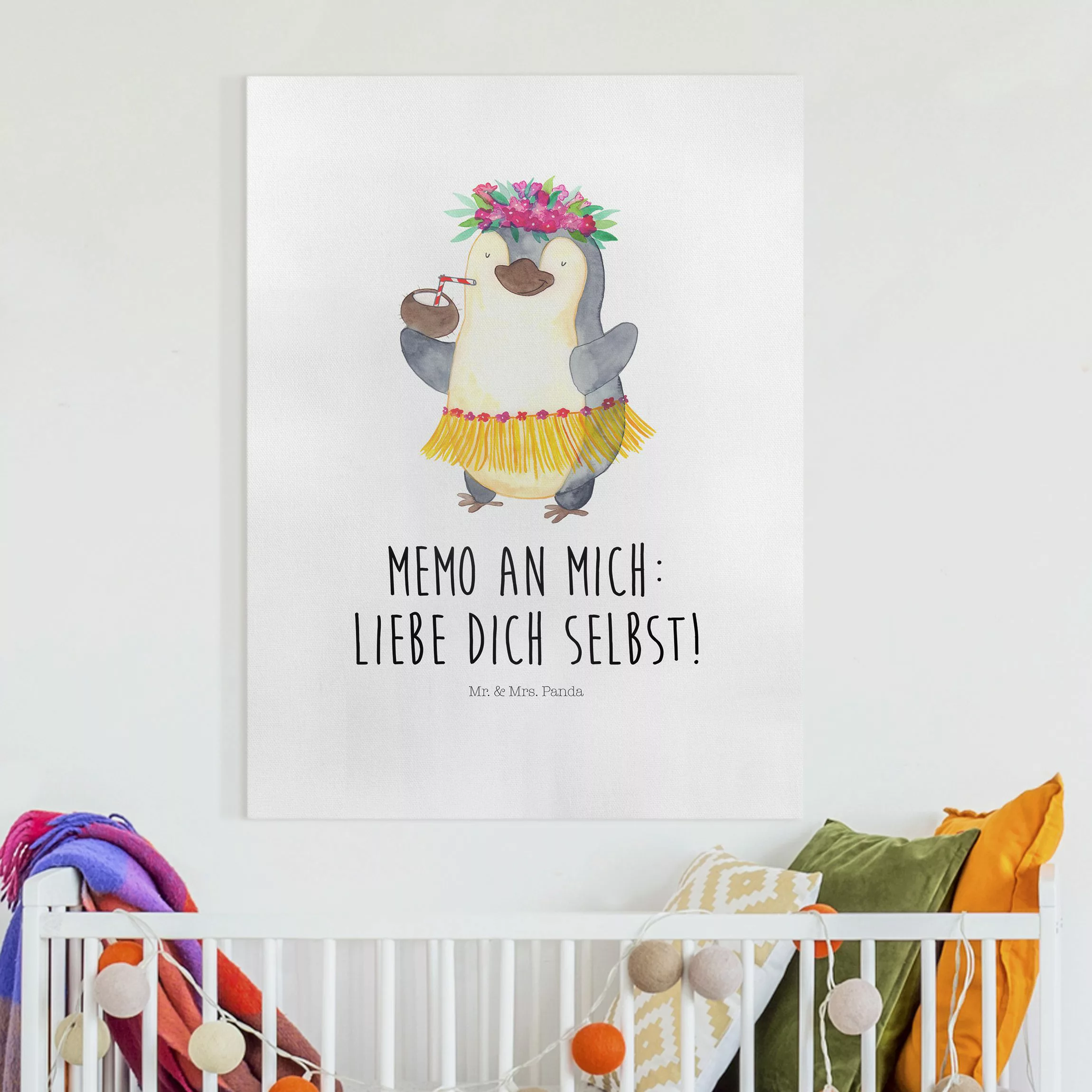 Leinwandbild Mr. & Mrs. Panda - Pinguin - Liebe Dich selbst günstig online kaufen