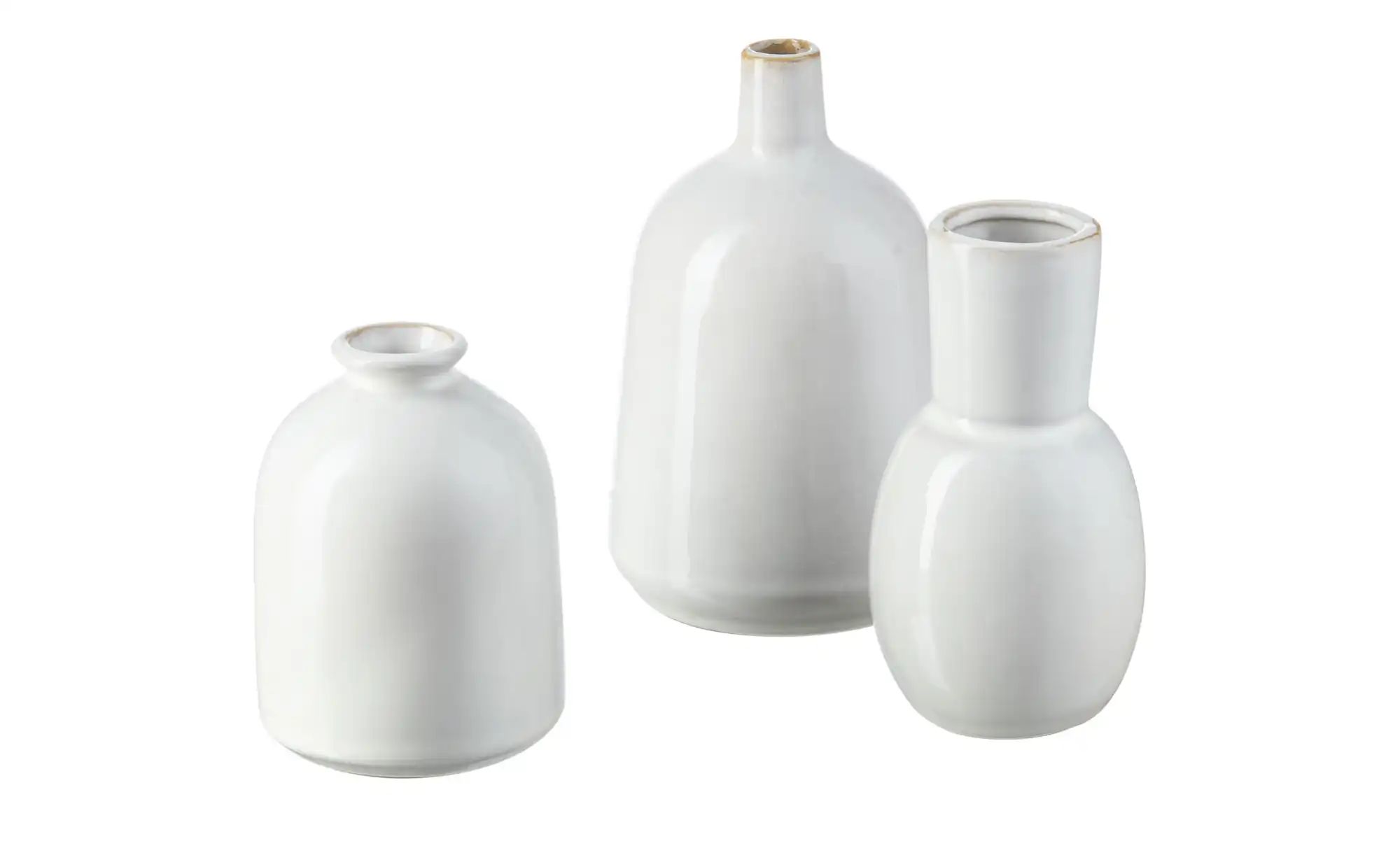 HOME STORY Vase  3er-Set   ¦ weiß ¦ Porzellan ¦ Maße (cm): H: 13,5  Ø: 8.5 günstig online kaufen