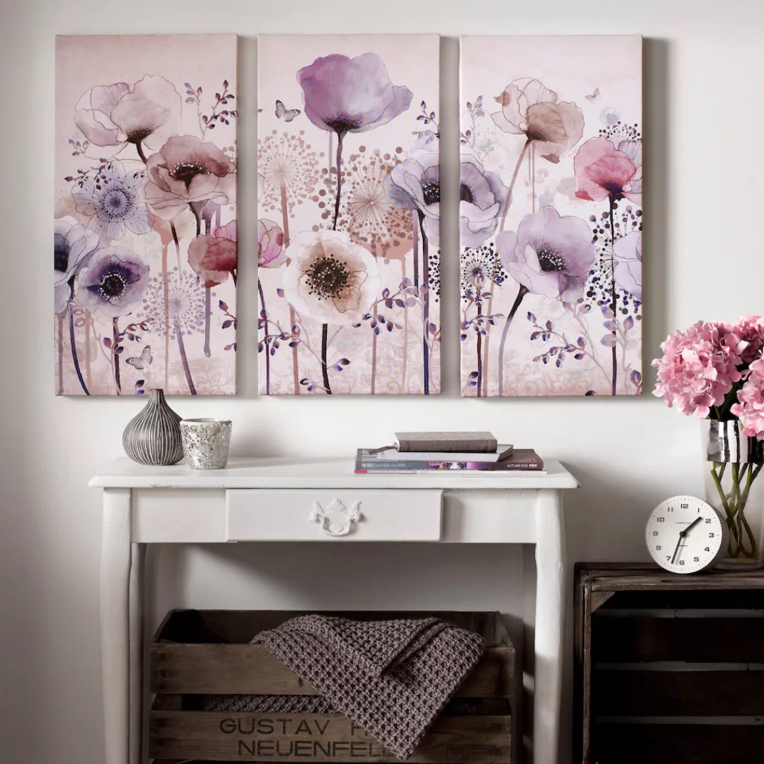 Art for the home Leinwandbild "Classic Poppy", Blumen, (Set, 3 St.) günstig online kaufen