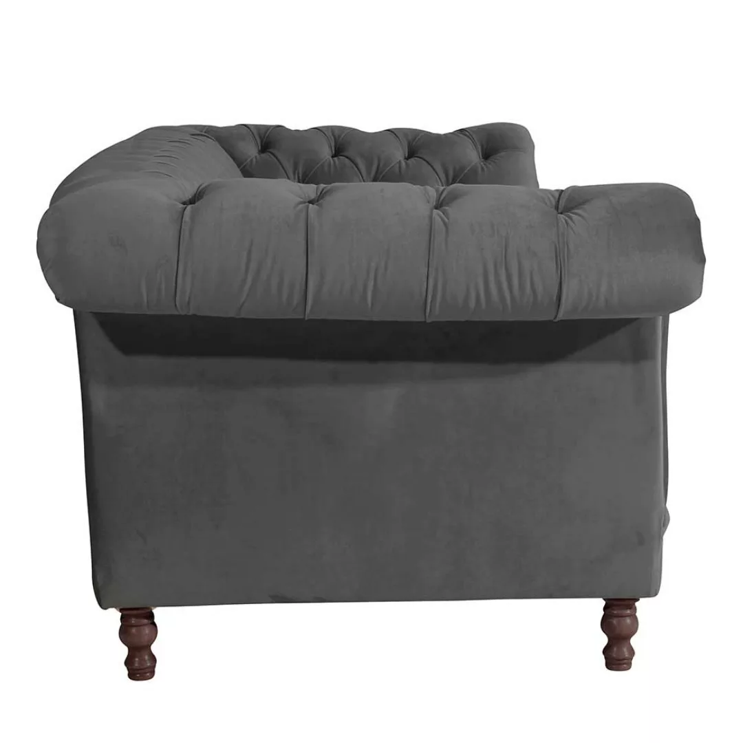 Sofa 3-Sitzer Anthrazit Velour im Barockstil 253 cm breit günstig online kaufen