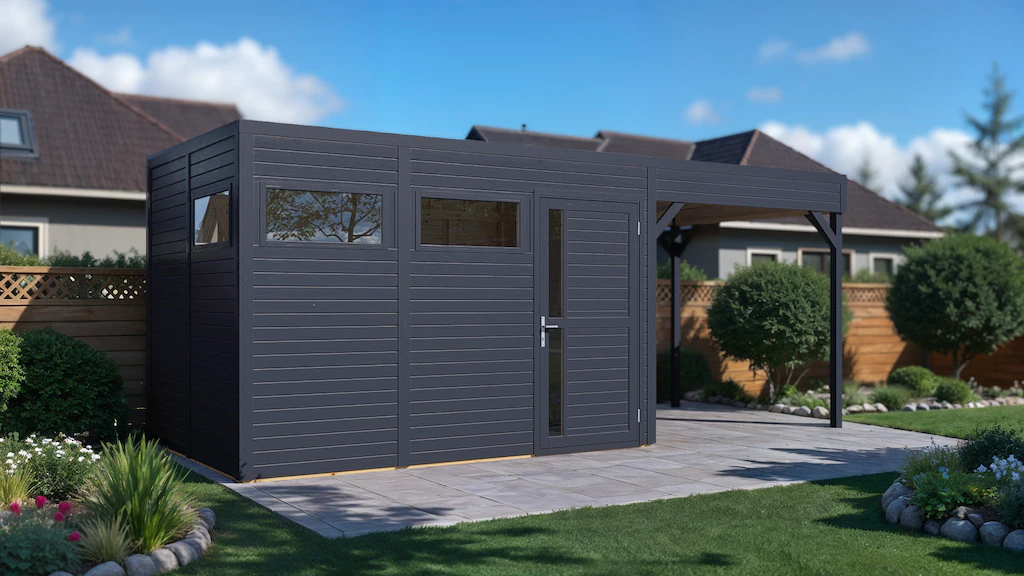 BERTILO Gartenhaus "Cubus 3 Lounge anthrazit" günstig online kaufen