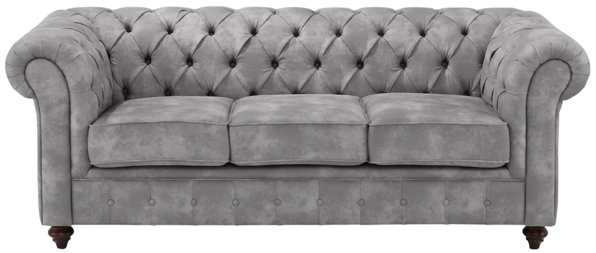 Home affaire Chesterfield-Sofa "Chesterfield 3-Sitzer B/T/H: 198/89/74 cm", günstig online kaufen