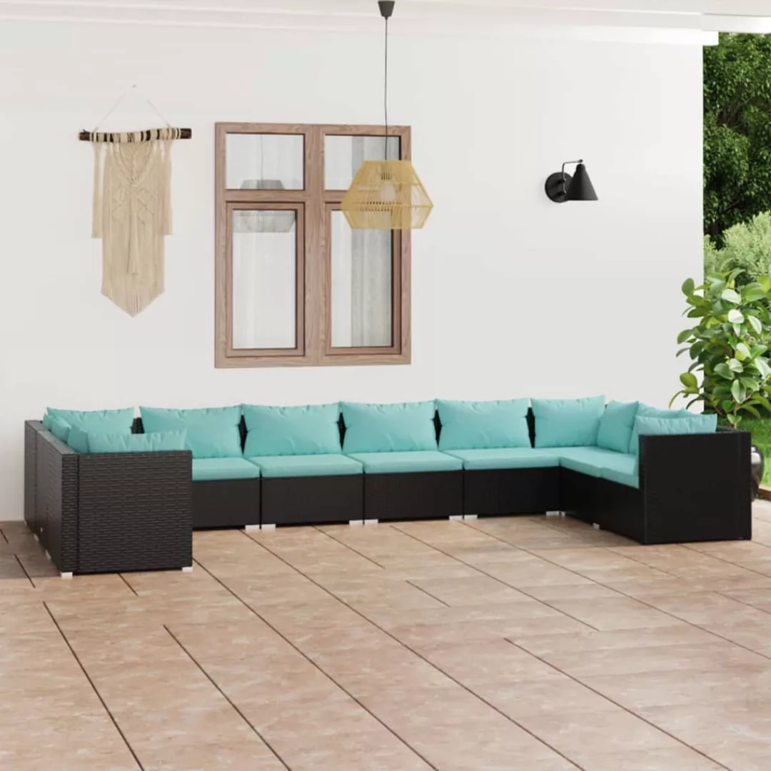 Vidaxl 10-tlg. Garten-lounge-set Mit Kissen Poly Rattan Schwarz günstig online kaufen