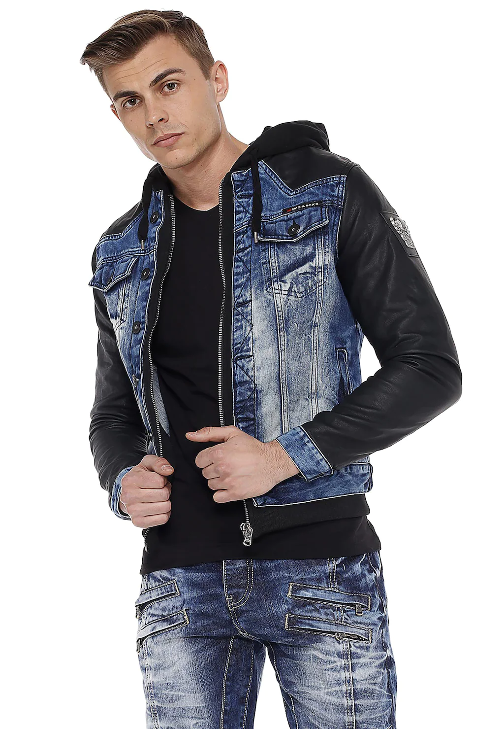 Cipo & Baxx Jeansjacke, mit abgesetzten Ärmeln günstig online kaufen