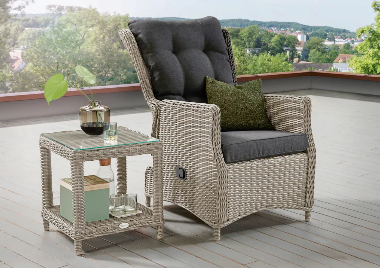 Destiny Gartenlounge-Set "CASA MERANO", (4 tlg., 1x Sessel, 1x Beistelltisc günstig online kaufen