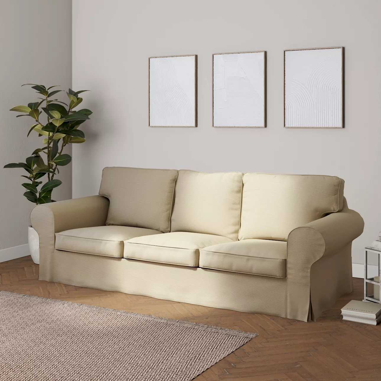 Bezug für Ektorp 3-Sitzer Sofa nicht ausklappbar, beige, Sofabezug für Ekto günstig online kaufen