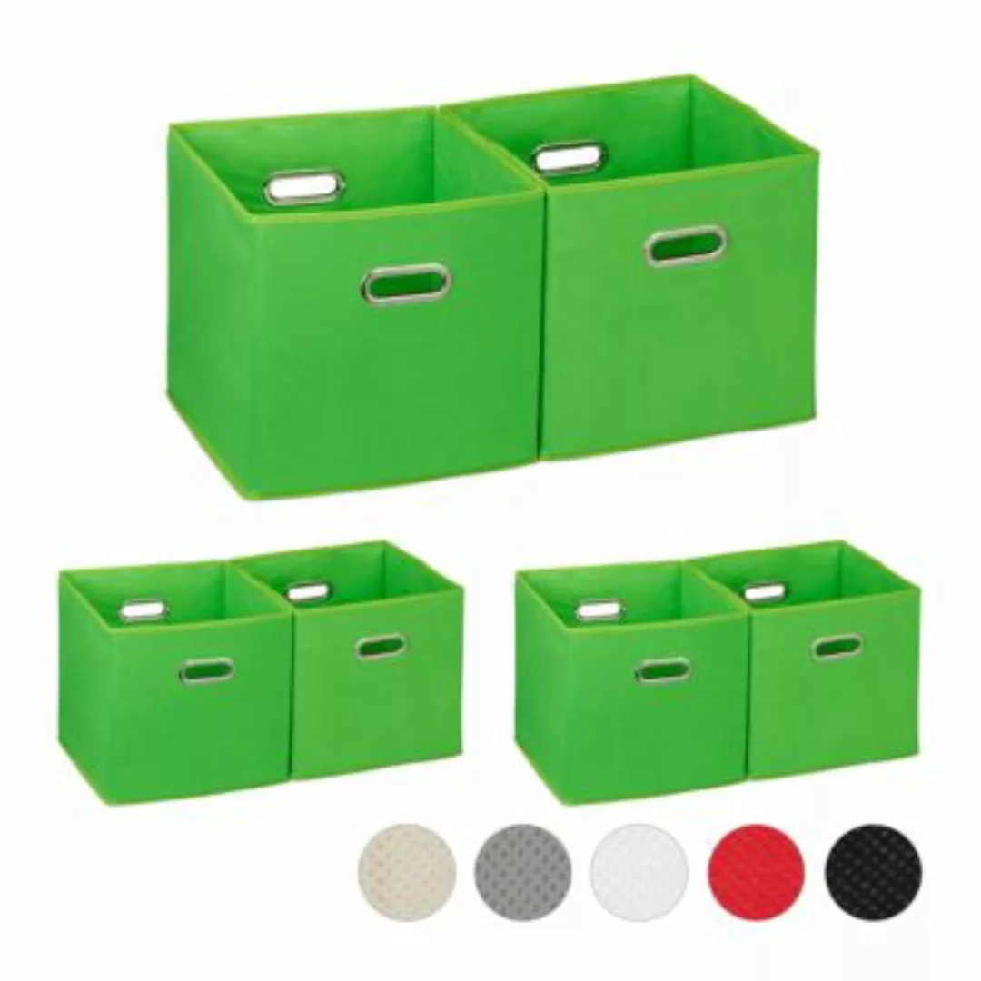 relaxdays 6 x Aufbewahrungsbox Stoff grün günstig online kaufen