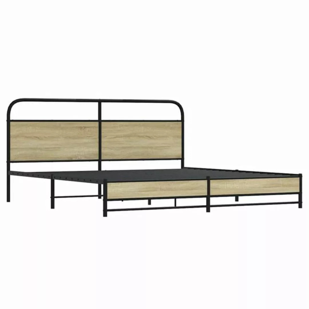 vidaXL Bett Metallbett ohne Matratze Sonoma-Eiche 183x213 cm günstig online kaufen