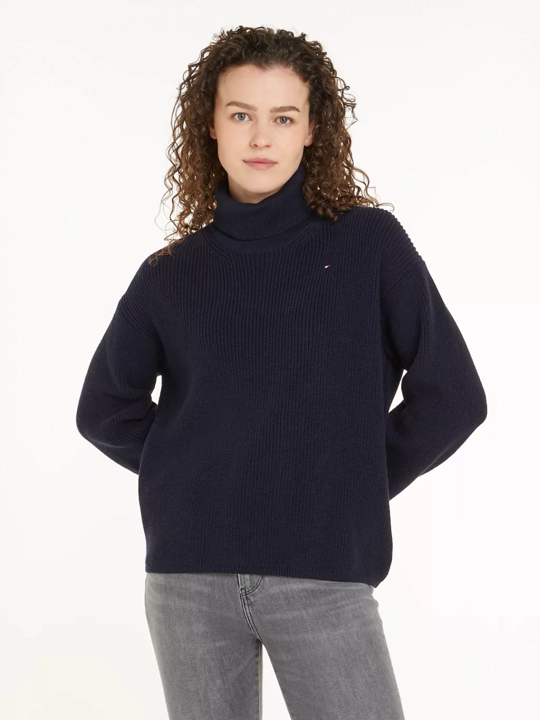 Tommy Hilfiger Strickpullover "CO CARDI STITCH ROLL-NK SWEATER", mit Rollkr günstig online kaufen