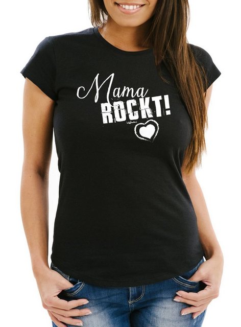 MoonWorks Print-Shirt Damen T-Shirt Mama rockt Geschenk für Mutter Mutterta günstig online kaufen