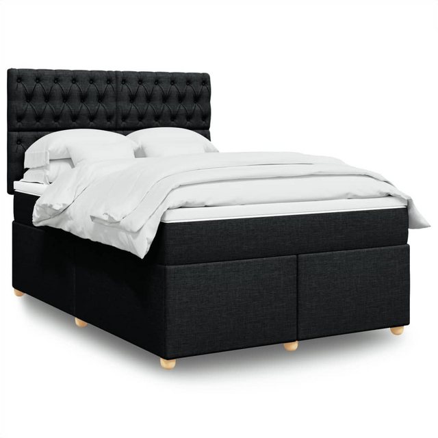 vidaXL Boxspringbett, Boxspringbett mit Matratze Schwarz 140x200 cm Stoff günstig online kaufen