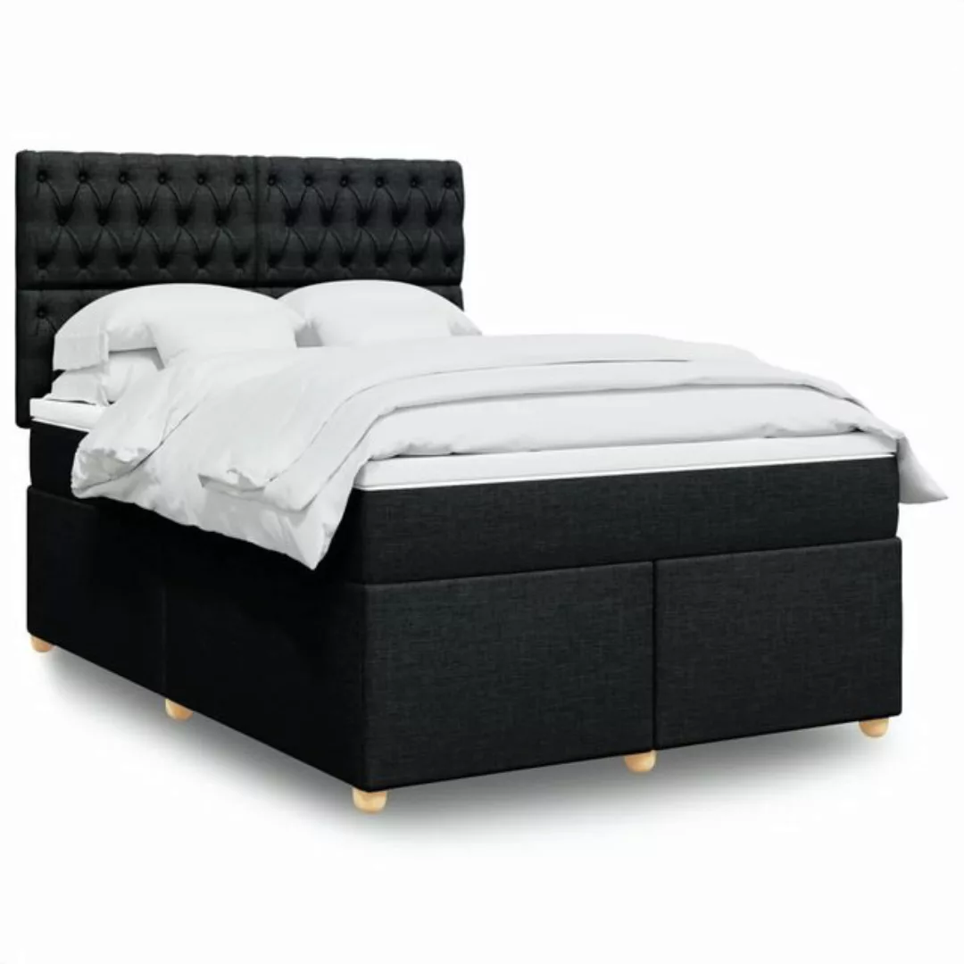 vidaXL Boxspringbett, Boxspringbett mit Matratze Schwarz 160x200 cm Stoff günstig online kaufen