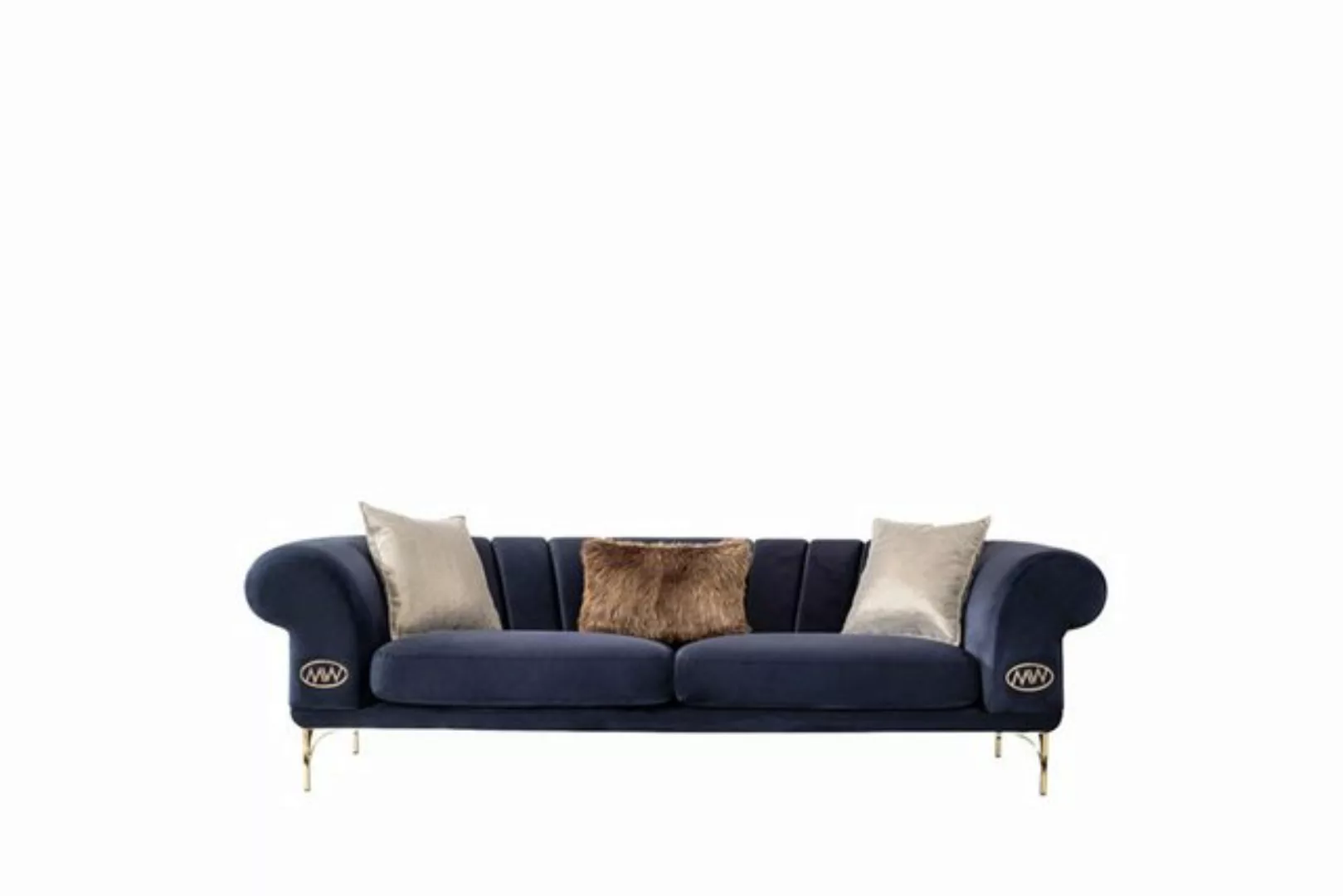 Xlmoebel 3-Sitzer Designer-Polstercouch Blaue 3-Sitzer Wohnzimmer-Couch, 1 günstig online kaufen