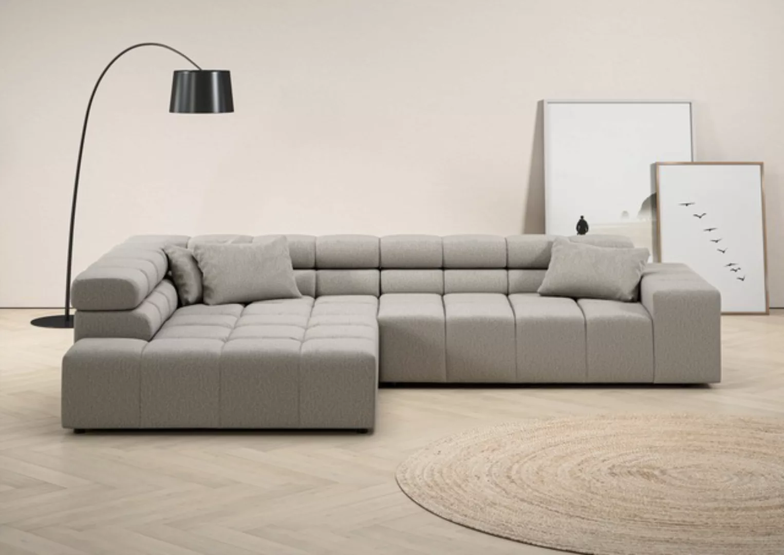 INOSIGN Ecksofa Ancona incl. Kopfteilverstellung, Zierkissen Breite 319cm, günstig online kaufen