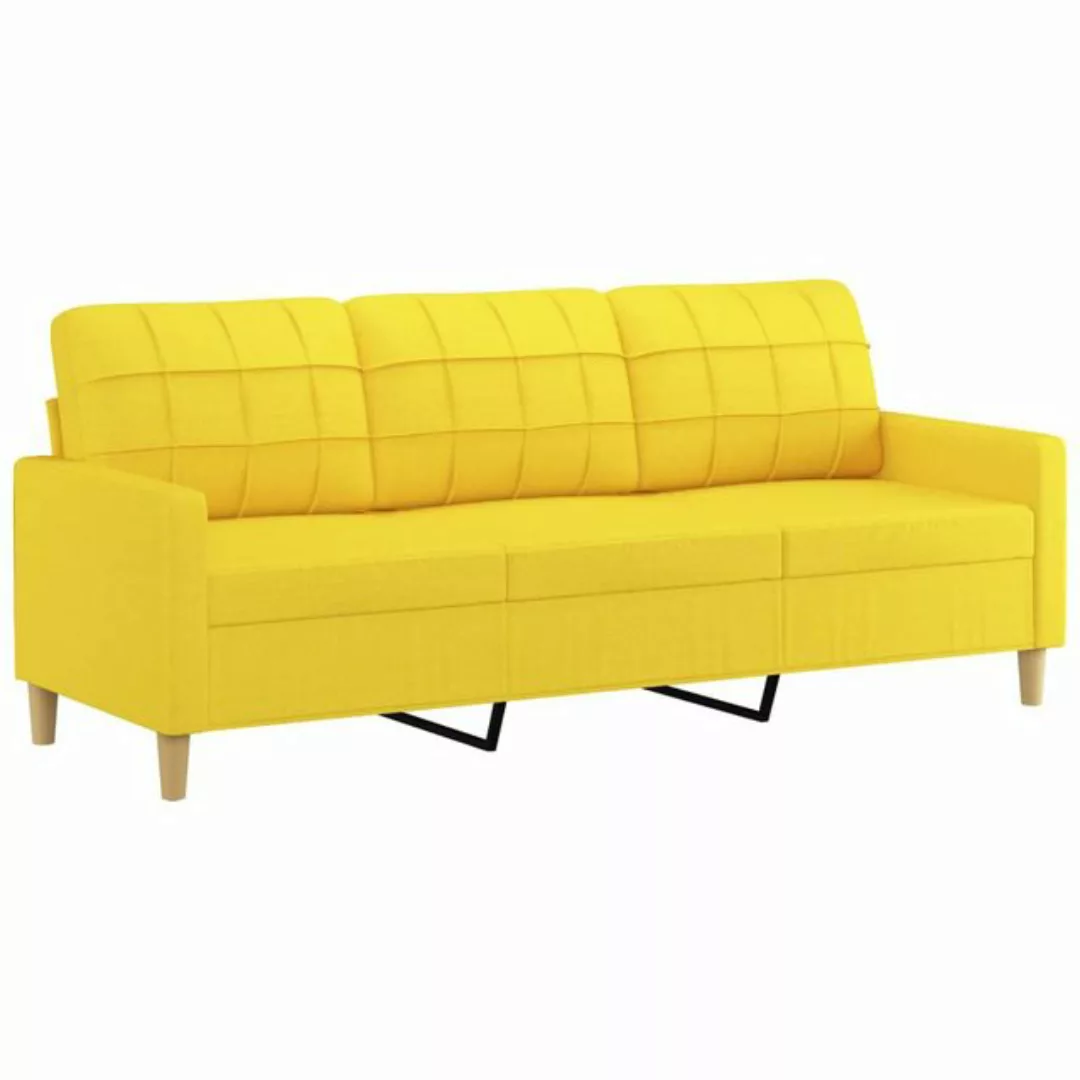 vidaXL Sofa 3-Sitzer Sofa Couch Möbel Hellgelb 180 cm Stoff günstig online kaufen