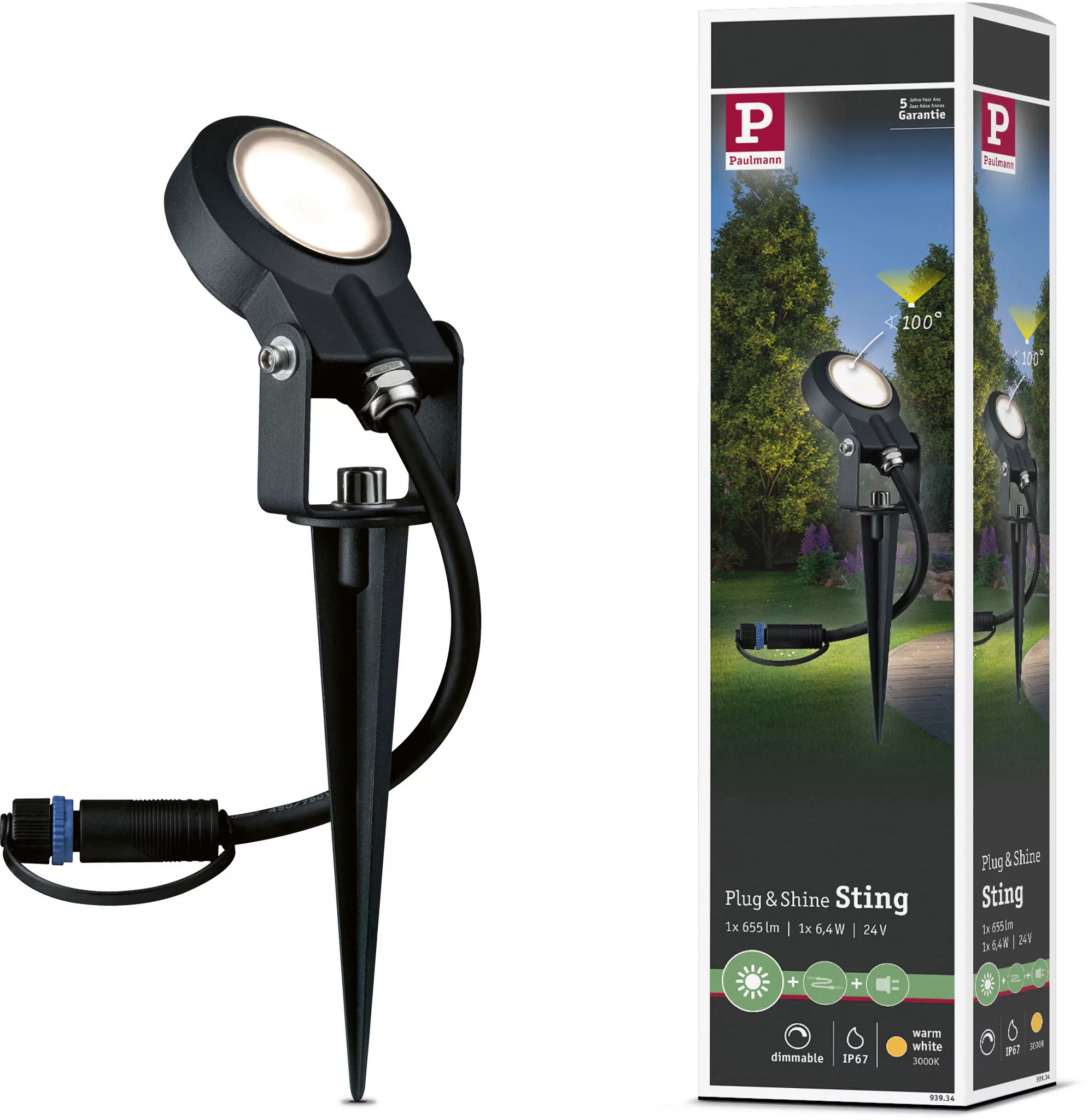 Paulmann Plug & Shine LED-Erdspieß Sting IP67 Warmweiß günstig online kaufen