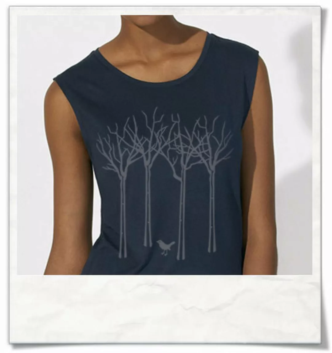 Vogel Im Wald T-shirt Für Frauen / Navy Blau / Dunkelblau günstig online kaufen