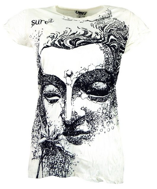 Guru-Shop T-Shirt Sure T-Shirt Buddha - weiß Goa Style, alternative Bekleid günstig online kaufen