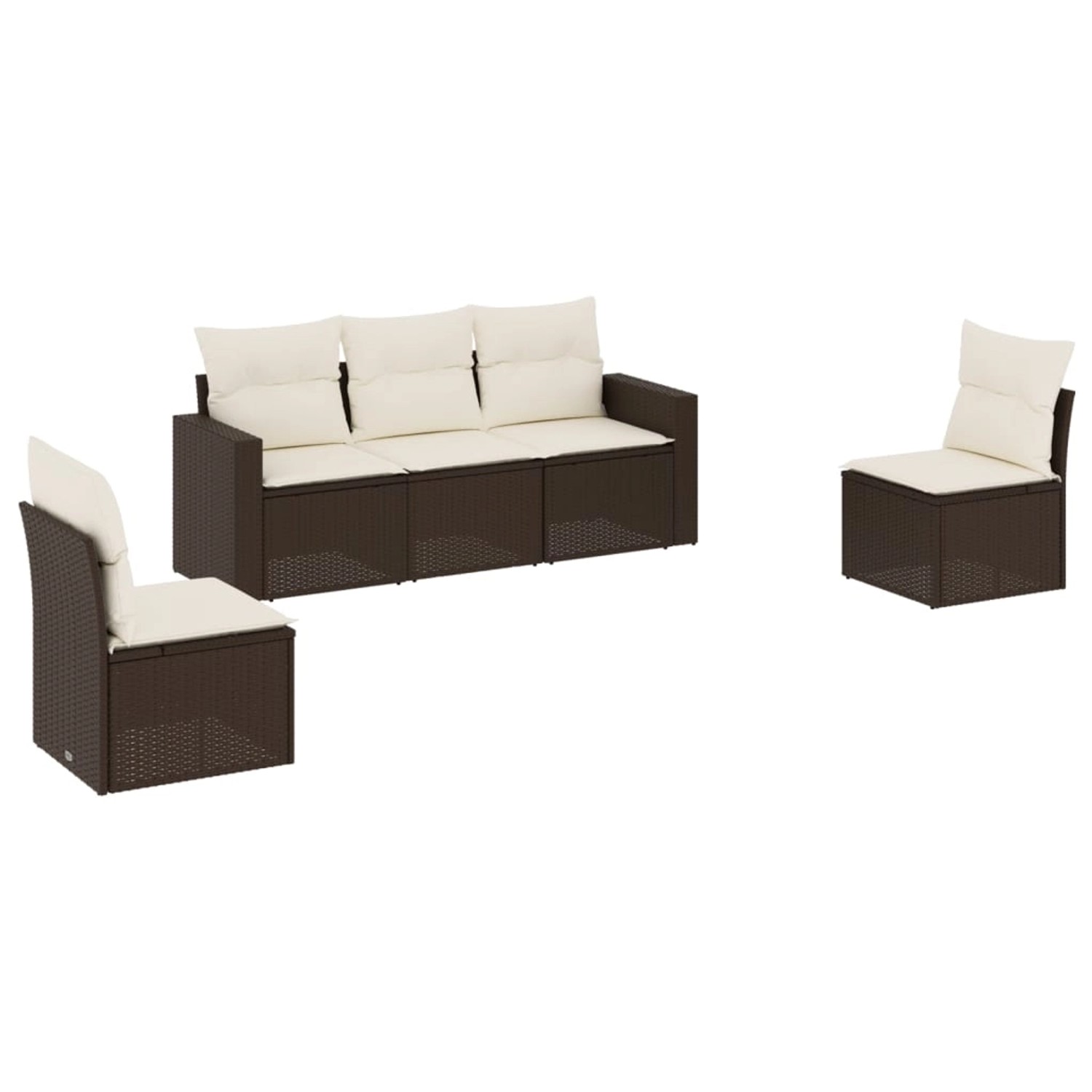 vidaXL 5-Tlg Garten-Sofagarnitur mit Kissen Braun Poly Rattan 3218783 günstig online kaufen