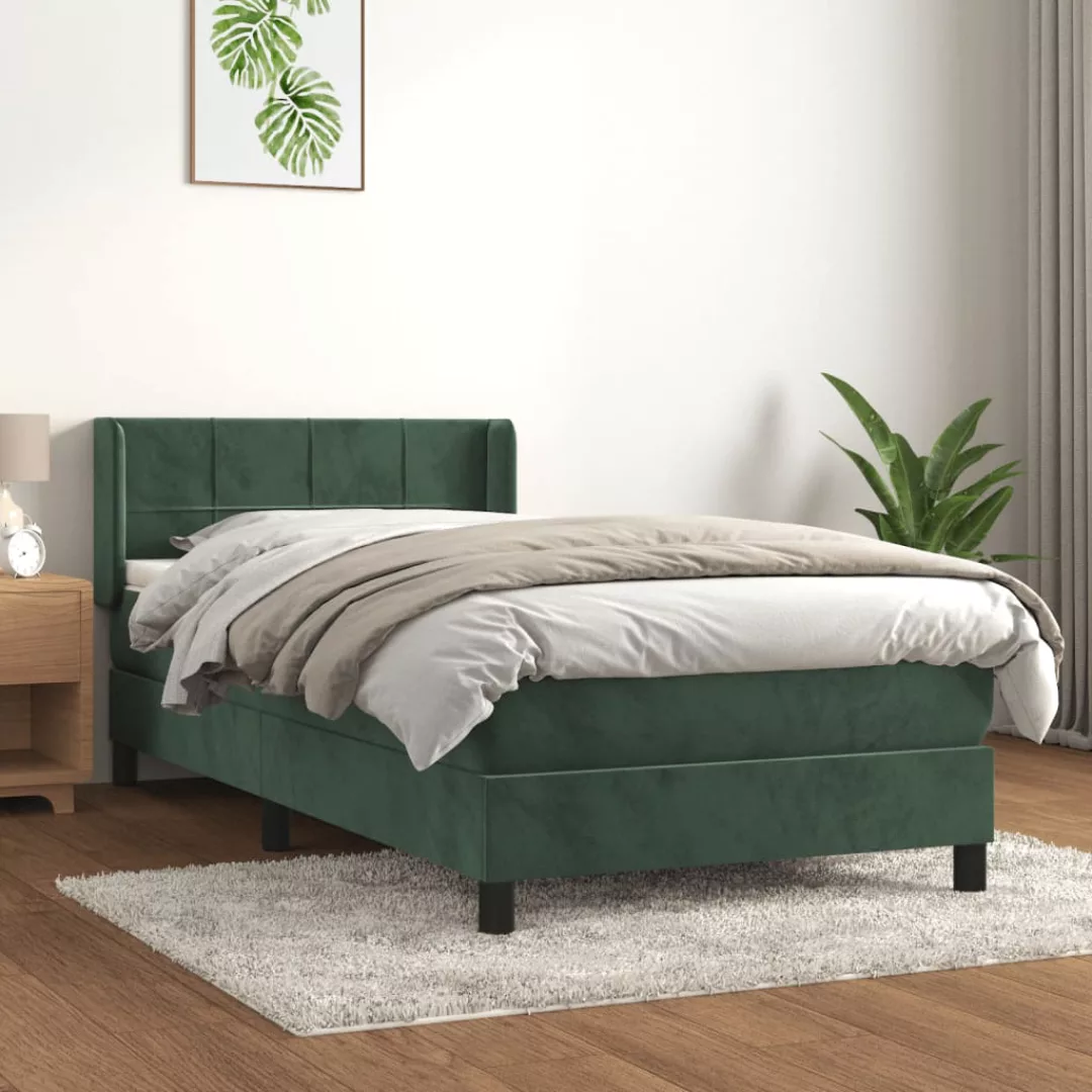 Vidaxl Boxspringbett Mit Matratze Dunkelgrün 90x200 Cm Samt günstig online kaufen