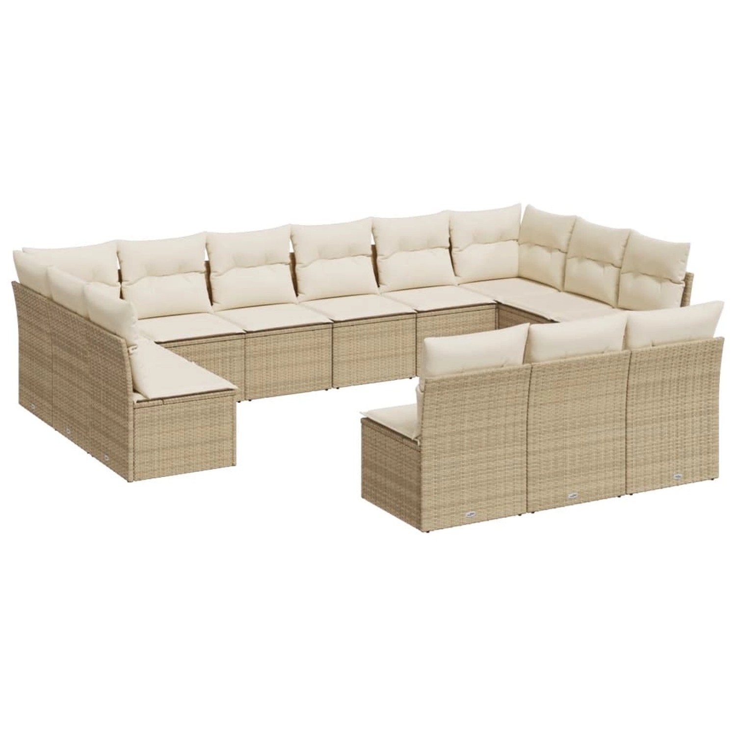 vidaXL 13-Tlg Garten-Sofagarnitur mit Kissen Beige Poly Rattan 3218388 günstig online kaufen