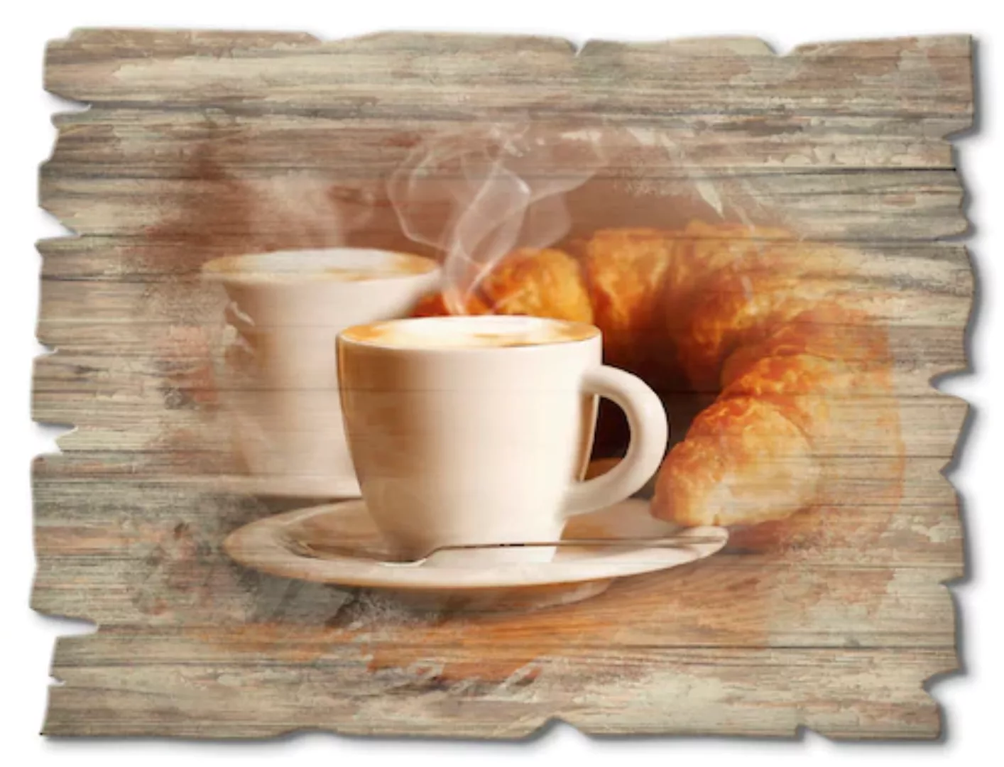Artland Holzbild "Dampfender Cappuccino und Croissant", Getränke, (1 St.) günstig online kaufen