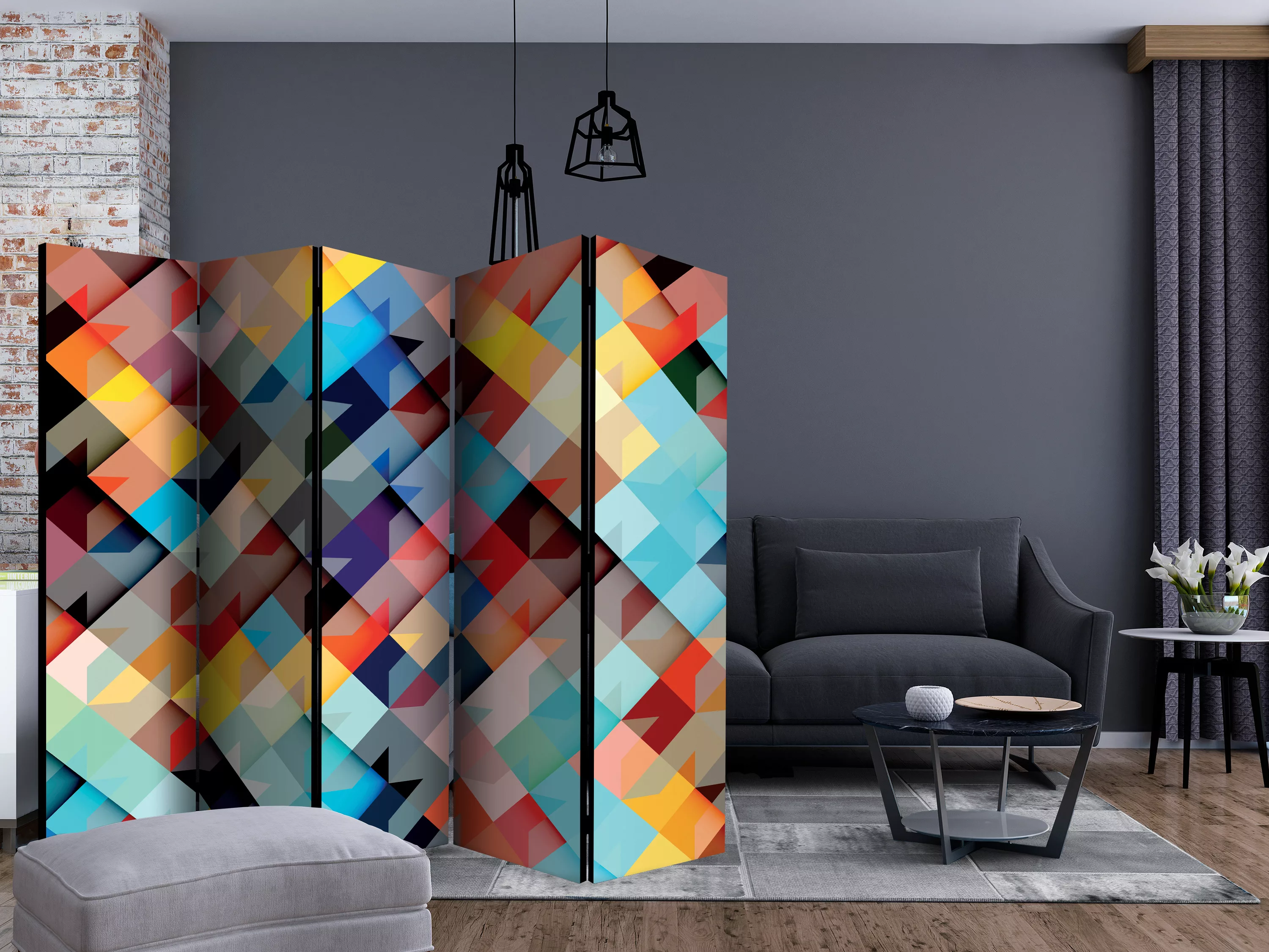 5-teiliges Paravent - Colour Patchwork Ii [room Dividers] günstig online kaufen