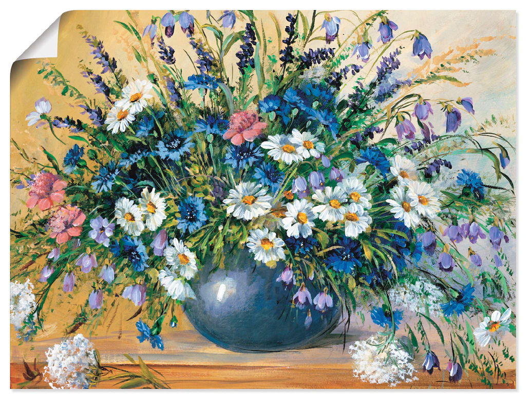 Artland Wandbild "Vase mit Kornblumen", Blumen, (1 St.), als Leinwandbild, günstig online kaufen